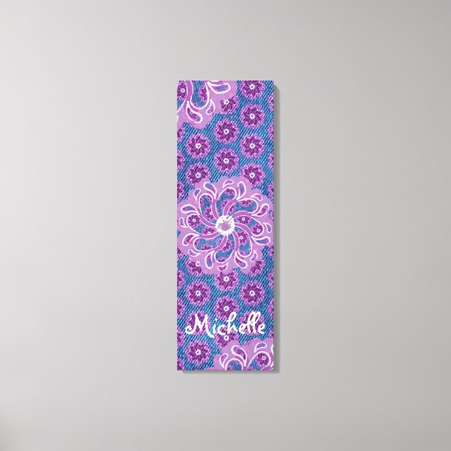 Flower & denim triptych (3 Piece) canvas wrap (Front)