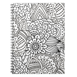 Flower Design Doodle Spiral Notebook