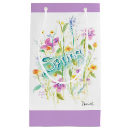 Flower design gift paper bag purple lavendar