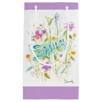 Flower design gift paper bag purple lavendar