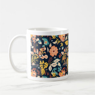 Flower design mug (navy)