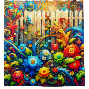 Flower Design Shower Curtain