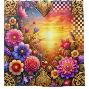 Flower Design Shower Curtain