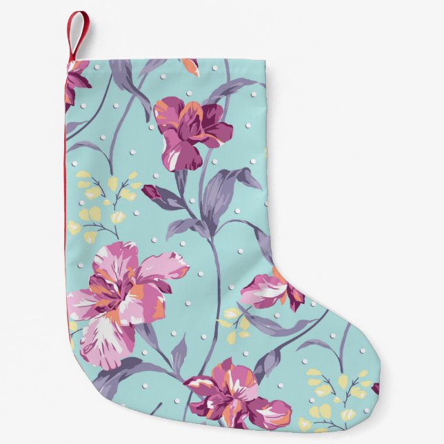 flower design textile illustrationart,background,d small christmas stocking (Front)