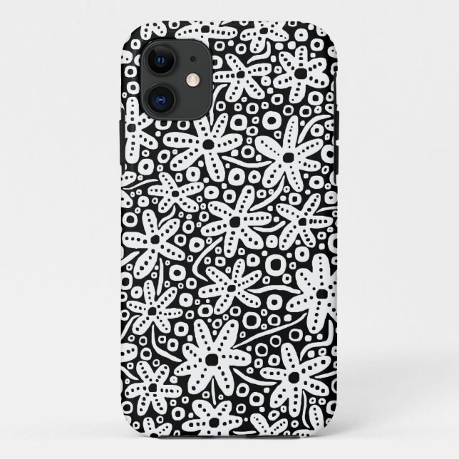 Flower Design - White on Black.pdf Case-Mate iPhone Case (Back)