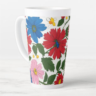 Flower designed large latte mug