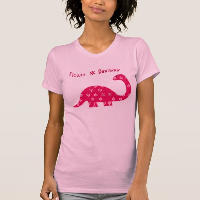 Flower Dinosaur - Pink T-Shirt (Front)