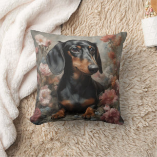 Flower Dog Breed Portraits 10 Cushion
