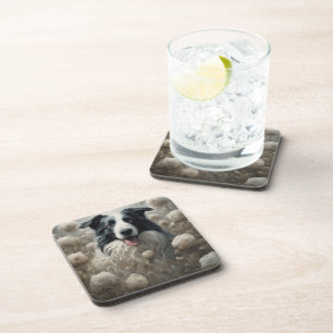 Flower Dog Breed Portraits 12 Coaster
