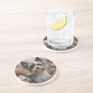 Flower Dog Breed Portraits 13 Coaster