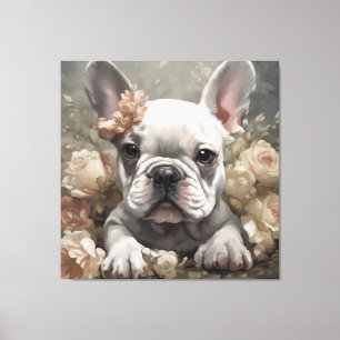 Flower Dog Breed Portraits 14 Canvas Print