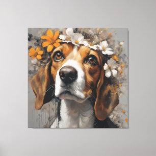 Flower Dog Breed Portraits 17 Canvas Print