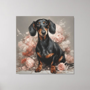 Flower Dog Breed Portraits 2 Canvas Print