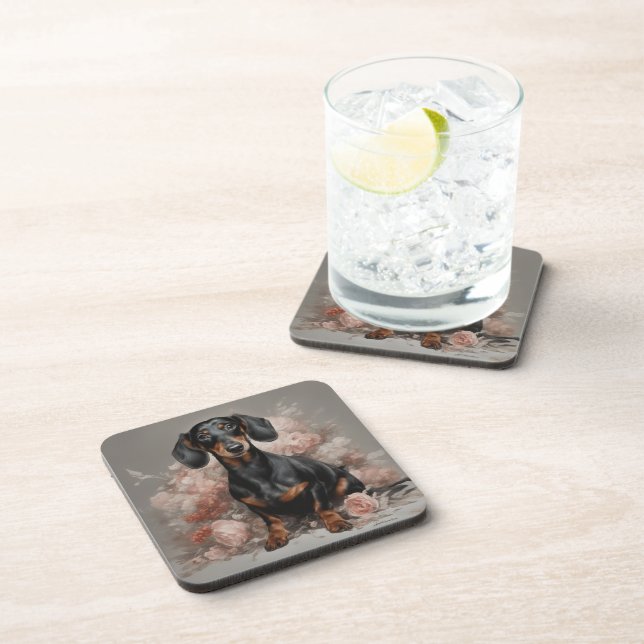 Flower Dog Breed Portraits 2 Coaster (Right Side)