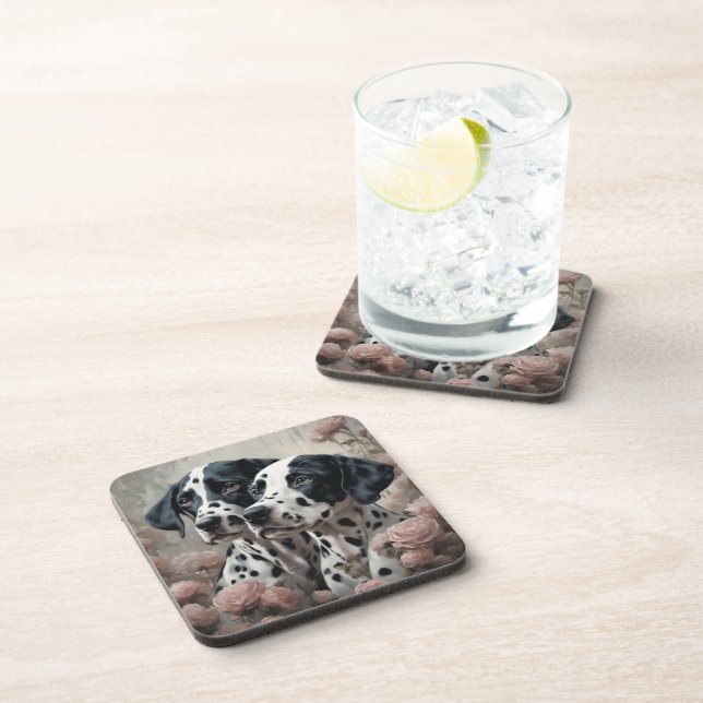 Flower Dog Breed Portraits 4 Coaster (Right Side)