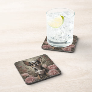 Flower Dog Breed Portraits 9 Coaster