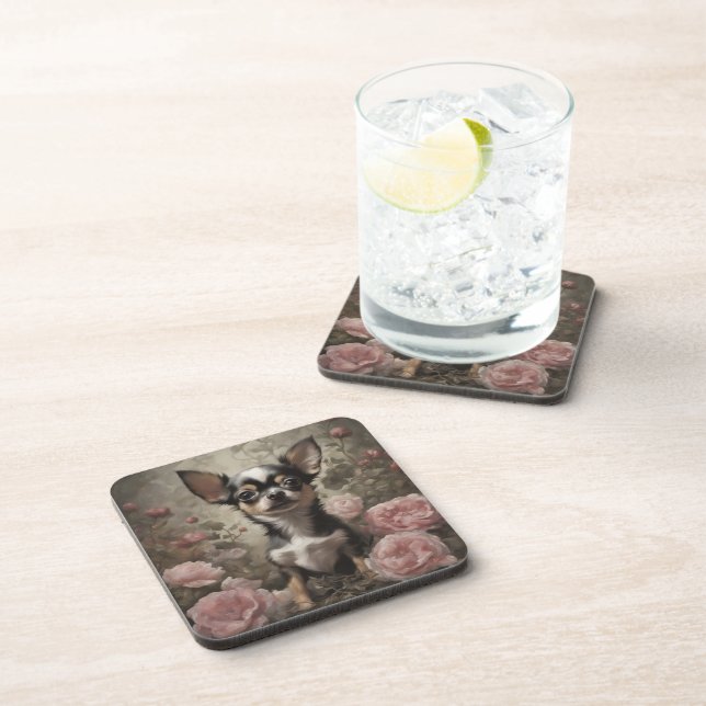 Flower Dog Breed Portraits 9 Coaster (Right Side)