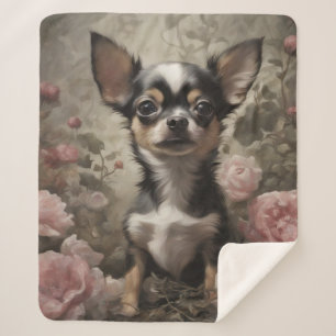 Flower Dog Breed Portraits 9 Sherpa Blanket