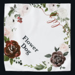 Flower Dog | Dog in Wedding Monogram Pet  Bandana<br><div class="desc">Who doesn't want to show off their fur-babies on one of the most special days in their lives? Design features beautiful floral wreath framing your choice of personalisation. "Flower Dog" and pet name on the opposite corner. Add your custom wording to this design by using the "Edit this design template"...</div>