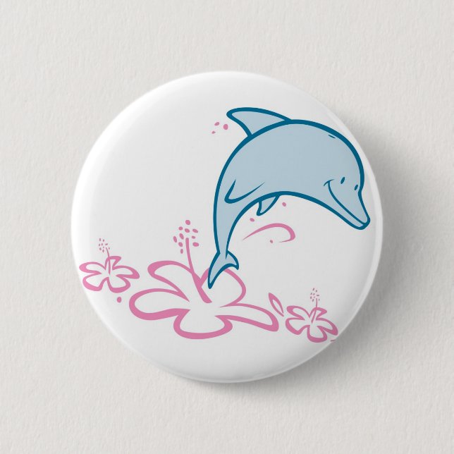 Flower Dolphin 6 Cm Round Badge (Front)