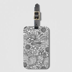 Flower Doodle Luggage Tag
