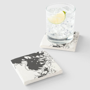 Flower Doodle Stone Coaster