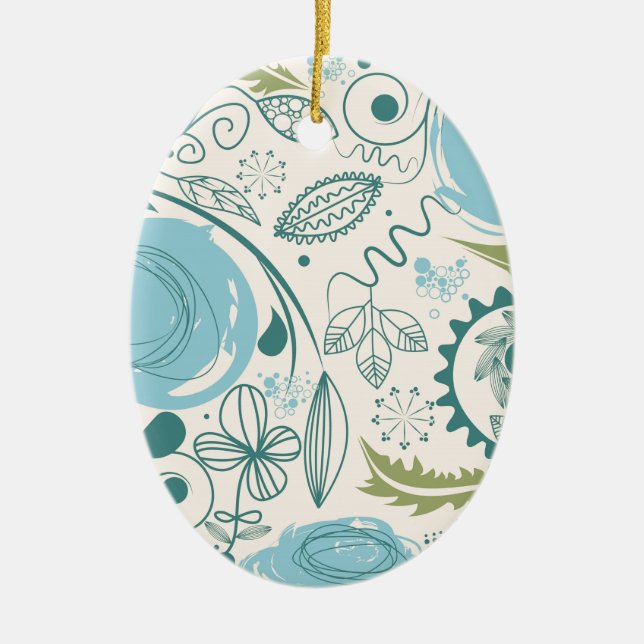 Flower Doodles Ceramic Tree Decoration (Front)