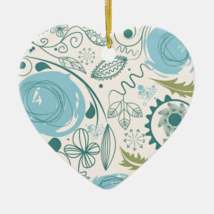 Flower Doodles Ceramic Tree Decoration