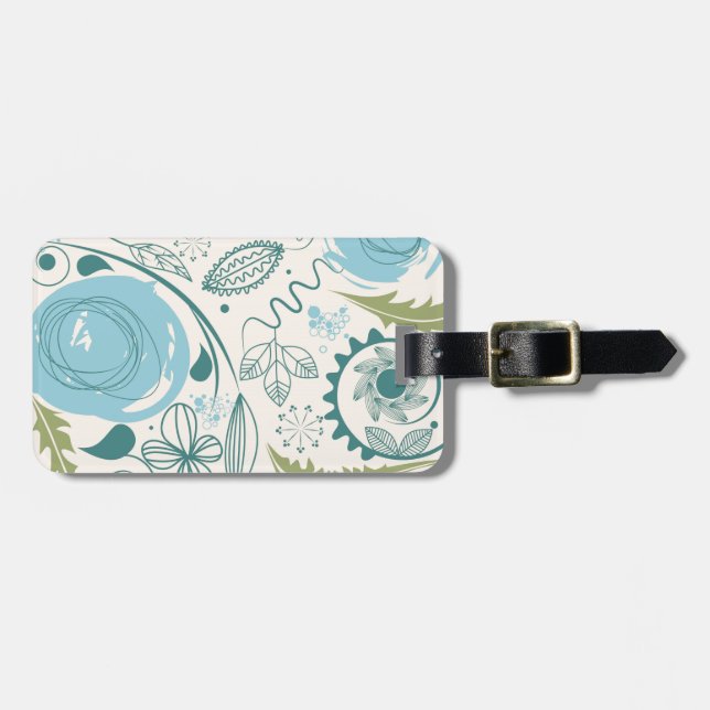Flower Doodles Luggage Tag (Front Horizontal)