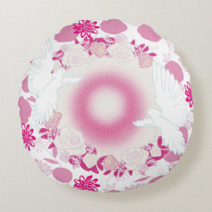 flower dove round cushion