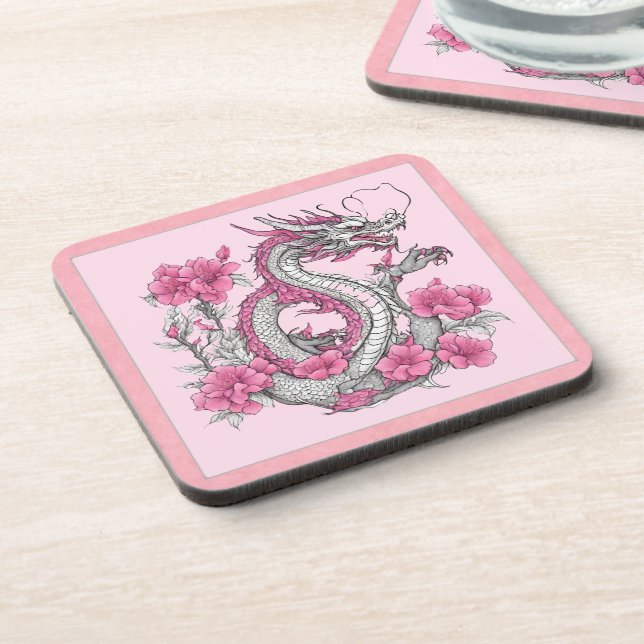 Flower Dragon Beverage Coaster (Left Side)