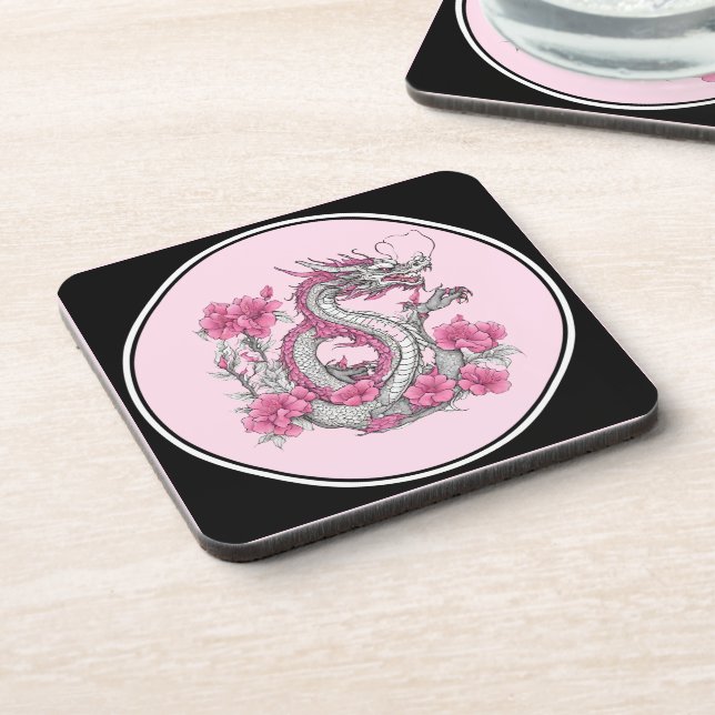 Flower Dragon Beverage Coaster (Left Side)