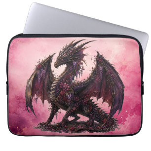 Flower Dragon Botanical Fantasy Dragon Laptop Sleeve