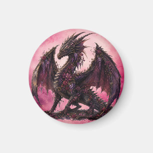 Flower Dragon Botanical Fantasy Dragon Magnet