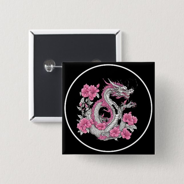 Flower Dragon Button (Front & Back)