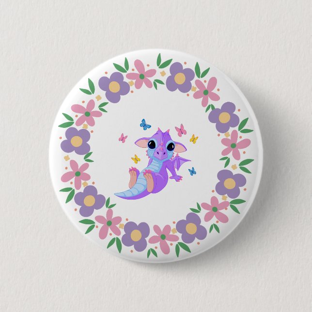 Flower Dragon Button (Front)
