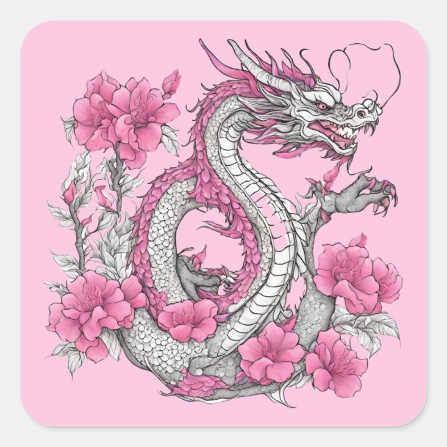 Flower Dragon Sticker (Front)