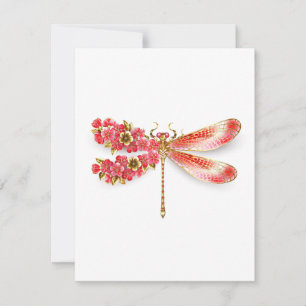 Flower dragonfly with jewellery sakura advice card