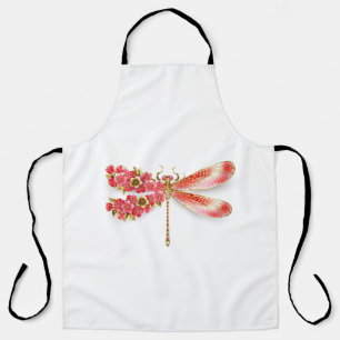 Flower dragonfly with jewellery sakura apron