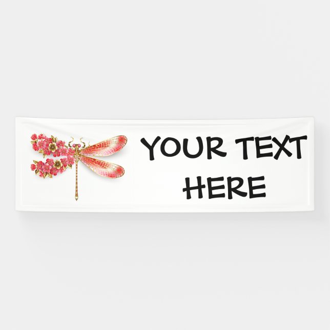 Flower dragonfly with jewellery sakura banner (Horizontal)