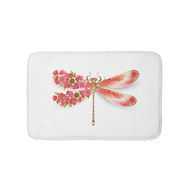 Flower dragonfly with jewellery sakura bath mat (Front)