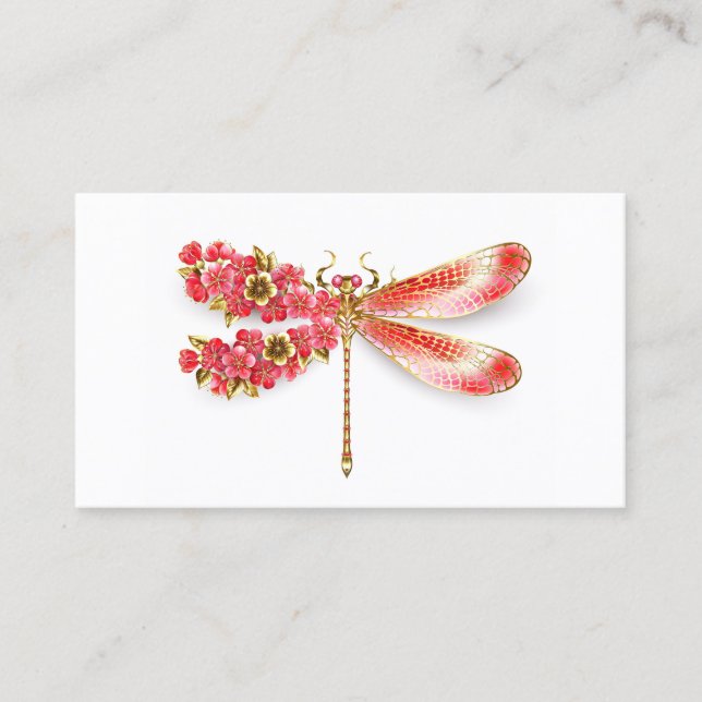 Flower dragonfly with jewellery sakura calling card (Front)