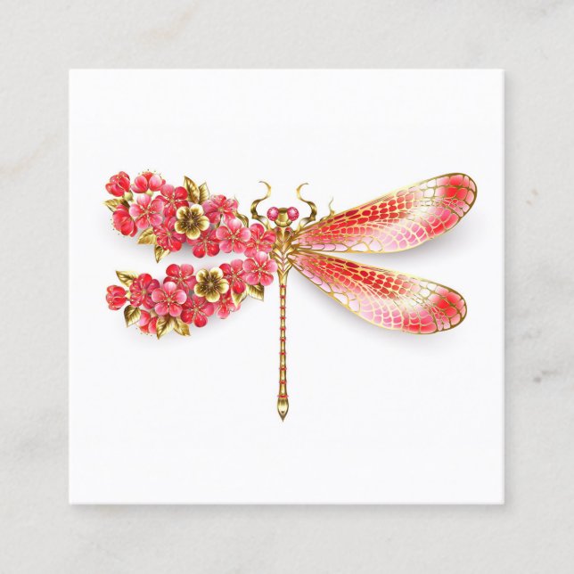 Flower dragonfly with jewellery sakura calling card (Front)