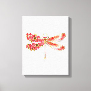 Flower dragonfly with jewellery sakura canvas print