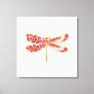 Flower dragonfly with jewellery sakura canvas print