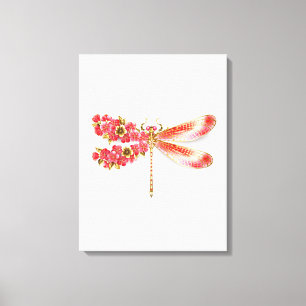 Flower dragonfly with jewellery sakura canvas print