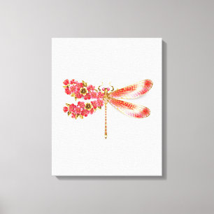 Flower dragonfly with jewellery sakura canvas print