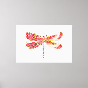 Flower dragonfly with jewellery sakura canvas print