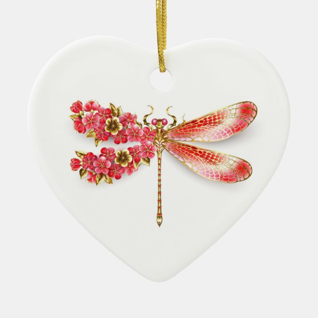 Flower dragonfly with jewellery sakura ceramic tree decoration (Front)