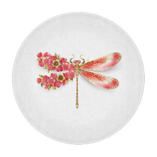 Flower dragonfly with jewellery sakura cutting board